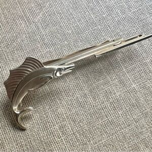 Marlin Sailfish Vintage Tie Bar Clip Gold Tone Hickok USA MCM Accessories